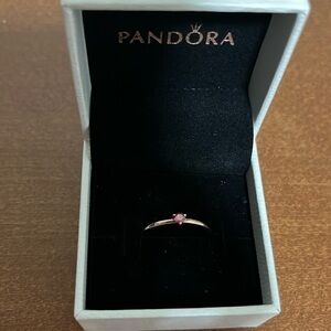 Pandora Red Solitare Ring Rose Gold Plated